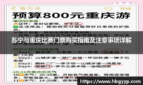 苏宁与重庆比赛门票购买指南及注意事项详解